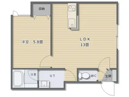 スペース久根別II(1LDK/2階)の間取り写真