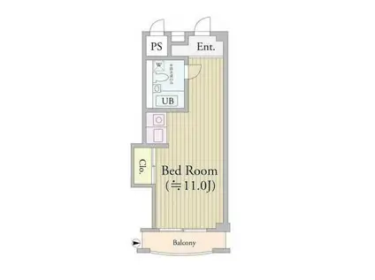 パークグレース新宿(ワンルーム/12階)の間取り写真