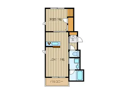 サンレジデンス2(1LDK/1階)の間取り写真