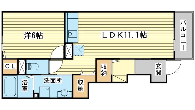 ホワイトローズ(1LDK/1階)の間取り写真