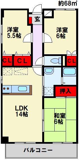 ネオパトスSI(3LDK/7階)の間取り写真