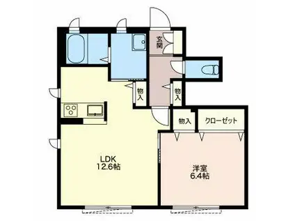 ラフィーネ C棟(1LDK/1階)の間取り写真