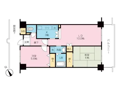 パークスクエア平和台(2LDK/2階)の間取り写真