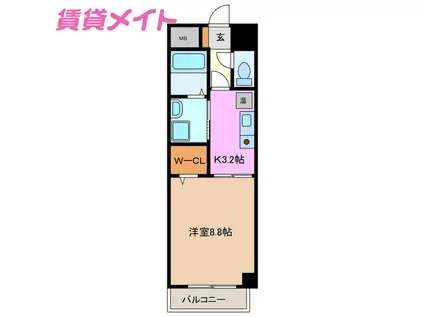 ヴィラナイン(1K/10階)の間取り写真