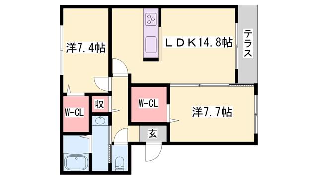 ラヴィ アンソレイエ(2LDK/2階)の間取り写真