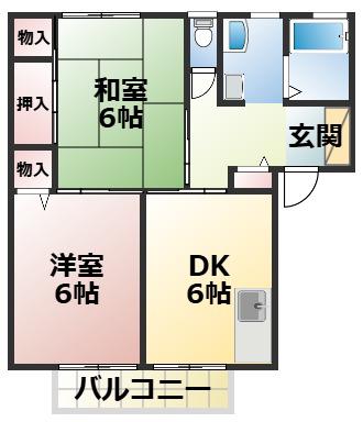 ドリーム&ドリームナガセB(2DK/1階)の間取り写真