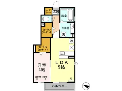 ドゥ・クラルテ(1LDK/1階)の間取り写真