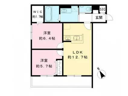 フィカーサ柏の葉(2LDK/2階)の間取り写真