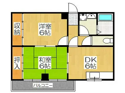 メゾンゼフィール(2DK/2階)の間取り写真