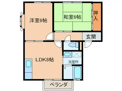 ルポゼ武庫之荘I(2LDK/2階)の間取り写真