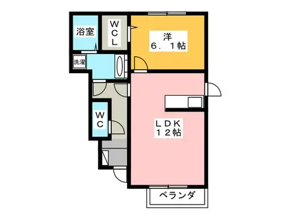 RESIDENNCE高茶屋 B棟(1LDK/1階)の間取り写真
