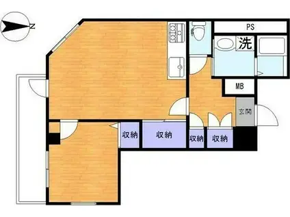 ウェルハイムI(1LDK/8階)の間取り写真