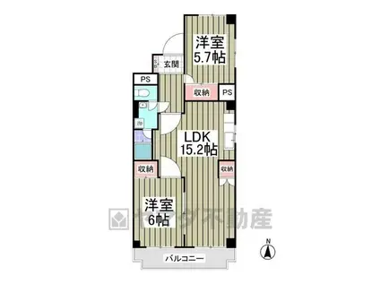 ヴァンデュール上大曽(2LDK/2階)の間取り写真