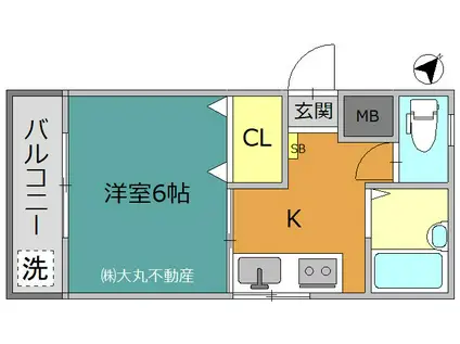 サンハイム弥生(1K/1階)の間取り写真