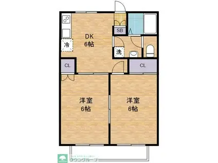 パレスサンライズ(2DK/2階)の間取り写真