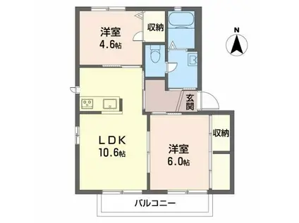 シャーメゾン堂本(2LDK/2階)の間取り写真