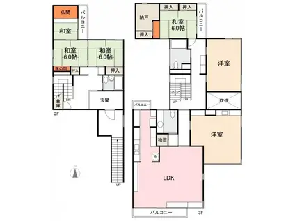 番町ブリックガーデン京都(6SLDK/3階)の間取り写真