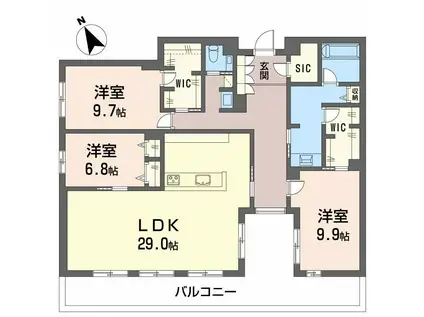 クレイエール(3LDK/4階)の間取り写真