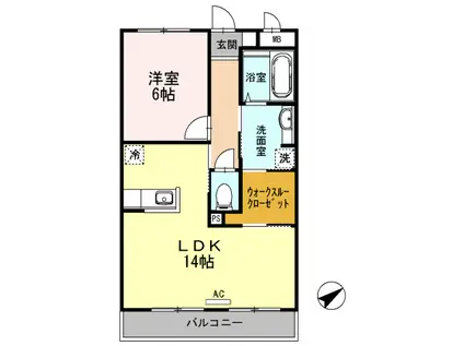 ラ・ペジーブル(1LDK/3階)の間取り写真