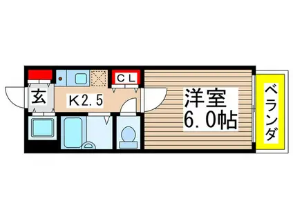 二子町ハイツ(1K/1階)の間取り写真