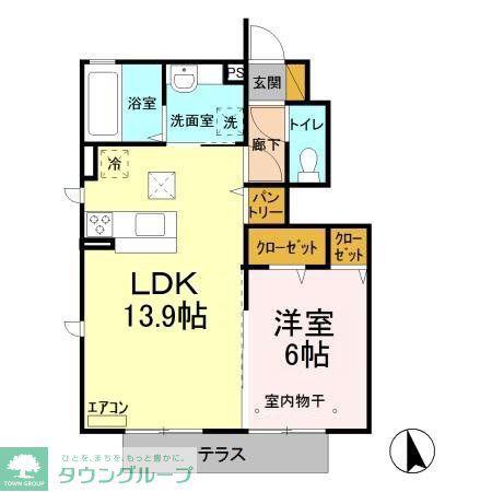 マローネ柏(1LDK/1階)の間取り写真