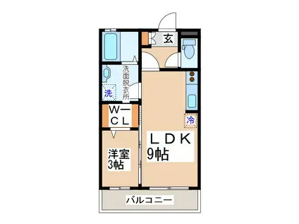 シャンレザン(1LDK/2階)の間取り写真