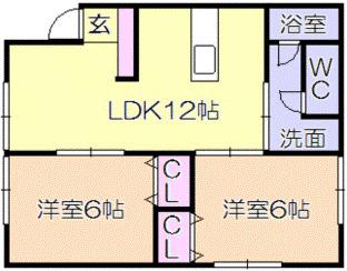 サンクレール(2LDK/2階)の間取り写真