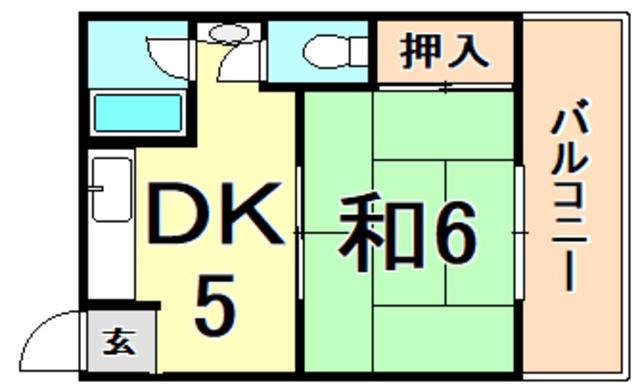 三楽レジデンス(1DK/2階)の間取り写真
