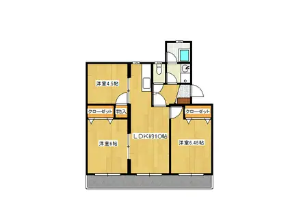 シャトレ若杉(3LDK/2階)の間取り写真