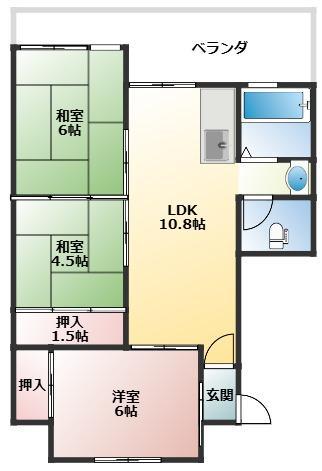 御崎南ビル(3LDK/3階)の間取り写真