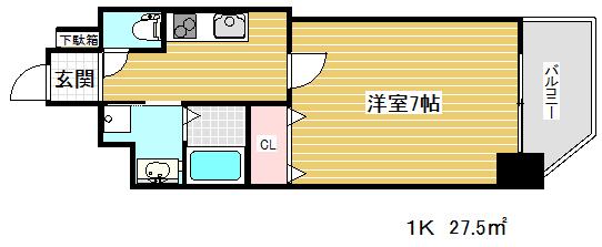 エスティロアール神戸駅前(1K/3階)の間取り写真