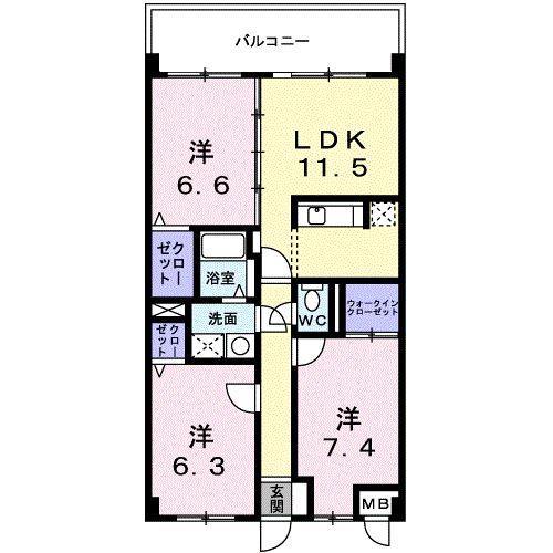オーブ木太(3LDK/1階)の間取り写真