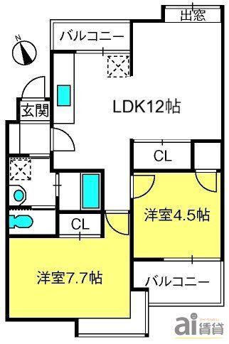 ファーストメゾン入間(2LDK/3階)の間取り写真