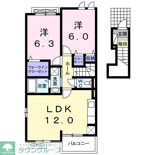 ボニート・アルカンシェルD(2LDK/2階)の間取り写真