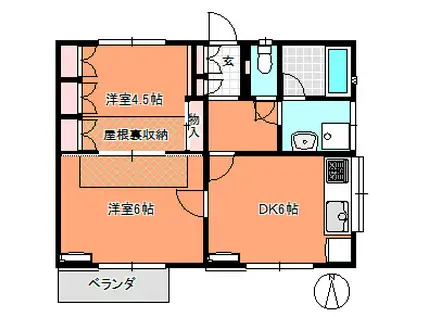 プリムローズ(2DK/2階)の間取り写真