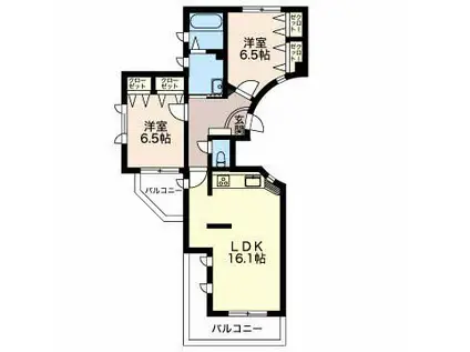 ディアコート徳川山(2LDK/1階)の間取り写真