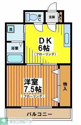 リアライズマンション(1DK/4階)の間取り写真