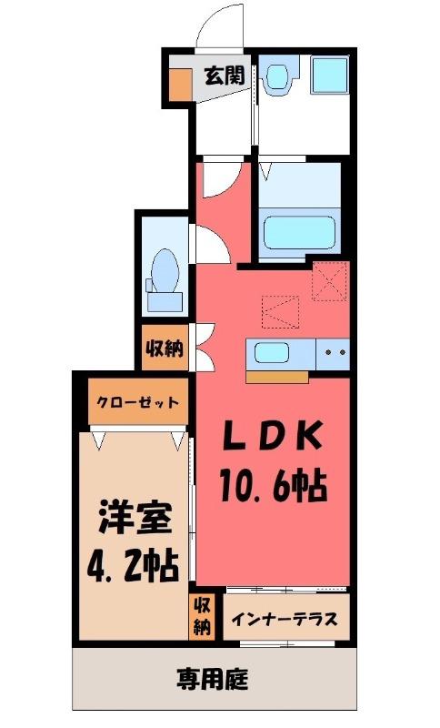 エトワール タケ(1LDK/1階)の間取り写真