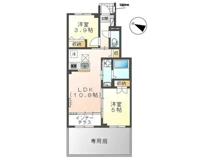 豊橋市三本木町アパート(2LDK/1階)の間取り写真