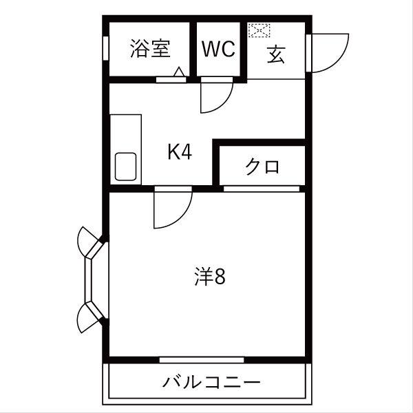 ドエルKMII(1K/3階)の間取り写真