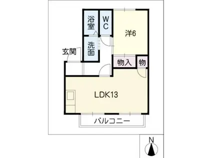 カーサ ミカド(1LDK/2階)の間取り写真