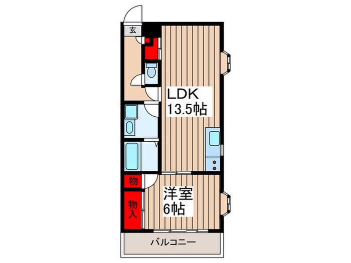 イーストハウス(2DK/1階)の間取り写真