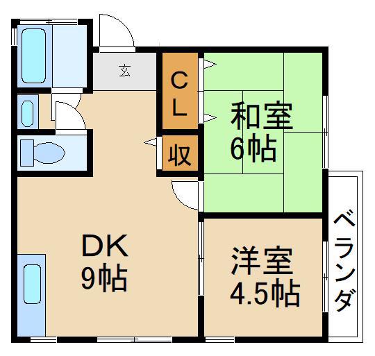 プラディオ松丘(2DK/2階)の間取り写真