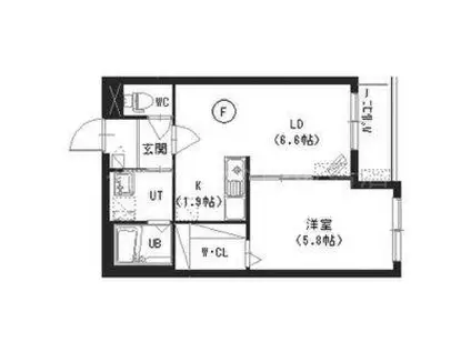 ガーデン中の島弐番館(1LDK/5階)の間取り写真