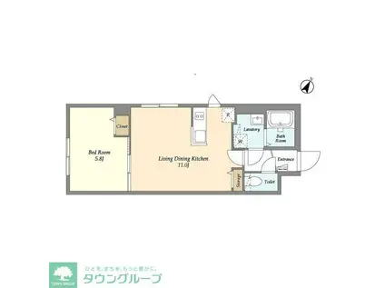 タスキSMART新大塚II(1LDK/2階)の間取り写真