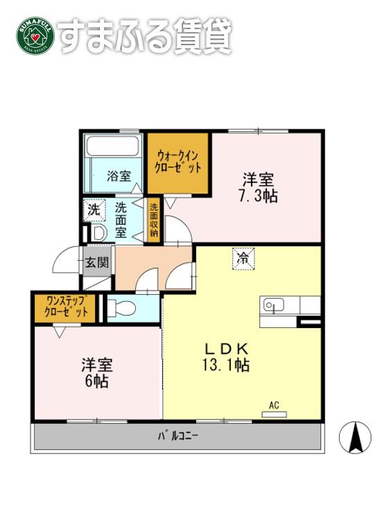 リバーハイツさらさ(2LDK/3階)の間取り写真