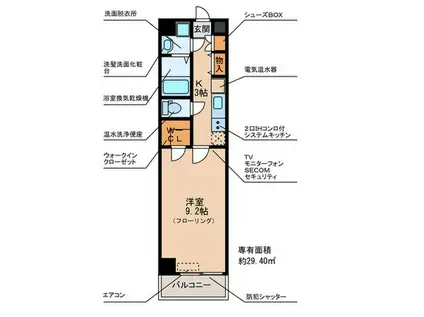 PRCS(1K/1階)の間取り写真
