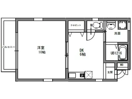 PISTA魚住町(1DK/2階)の間取り写真