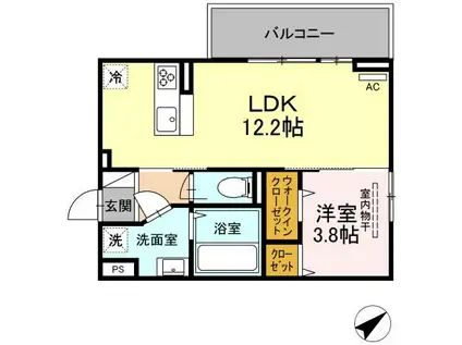 ル・カリーナ(1LDK/3階)の間取り写真