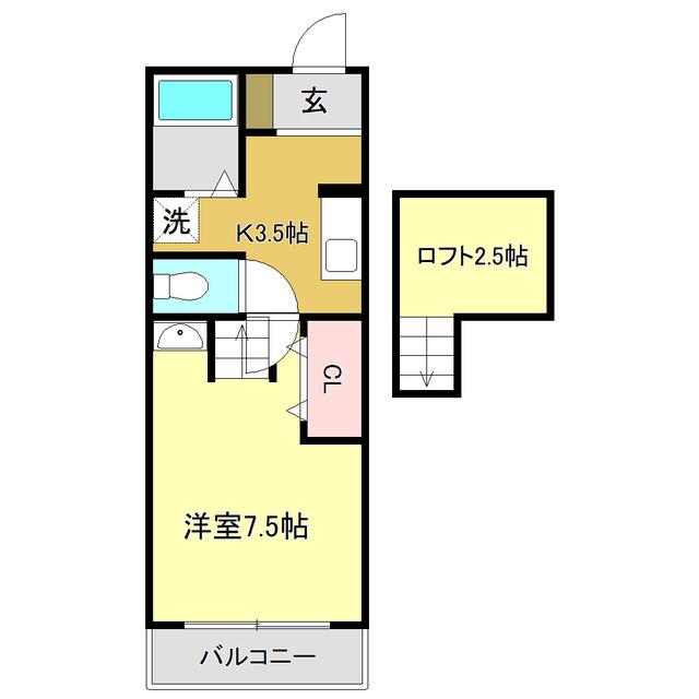FLATフクイ(1K/2階)の間取り写真